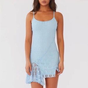 Peppermayo Light Blue Lace Mini Dress